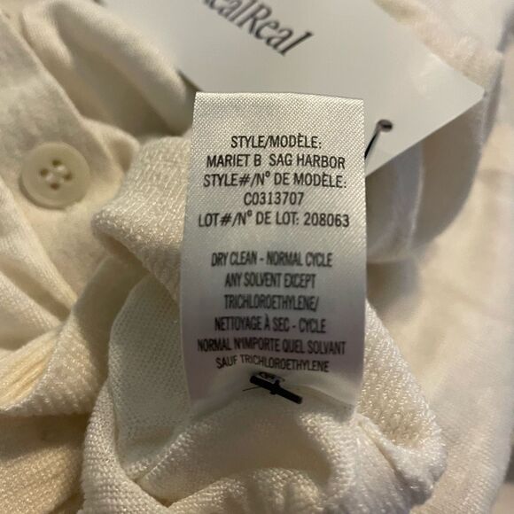 Theory Linen Mix Cardigan Sweater Light Weight Semi-Sheer Ivory - Picture 6 of 7